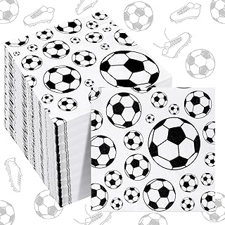 100 Sheets Football Soccer Napkins Neon Napkins 9.8 x 9.8 Inches Disposable Paper Napkins Football Soccer Neon glow Birthday Party Supplies (Soccer)