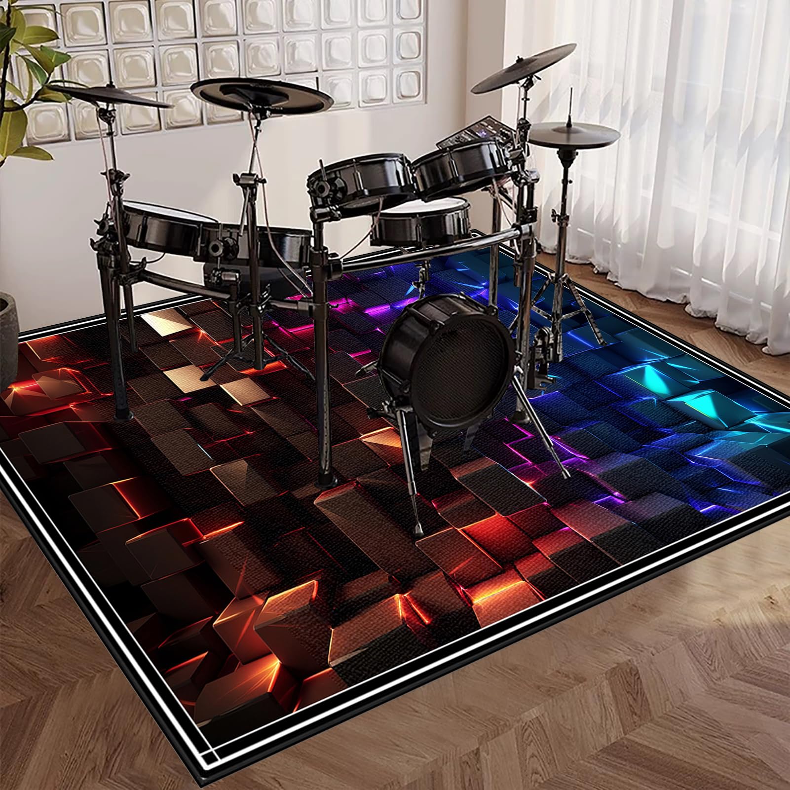 210 x 180 cm Tappeto Batteria Tappetino per Batteria Drum Tappeto Insonorizzato per Batterie Elettroniche Rullante Acustica Snare Drum Grancassa Coperta Antiscivolo Tappetino per Batteria Acustica
