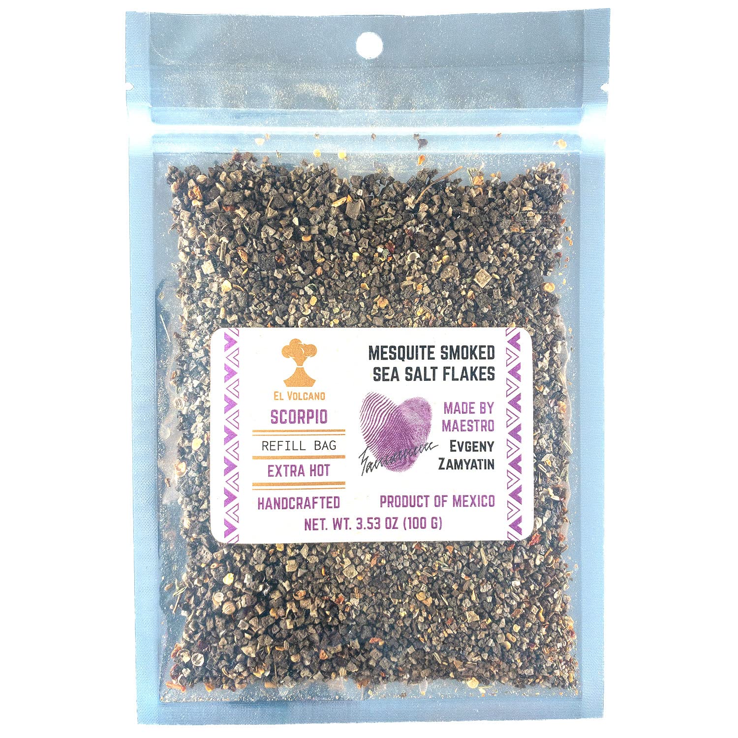 EL VOLCANO Scorpio (Extra Hot) Mesquite Smoked Sea Salt Gourmet Finishing
