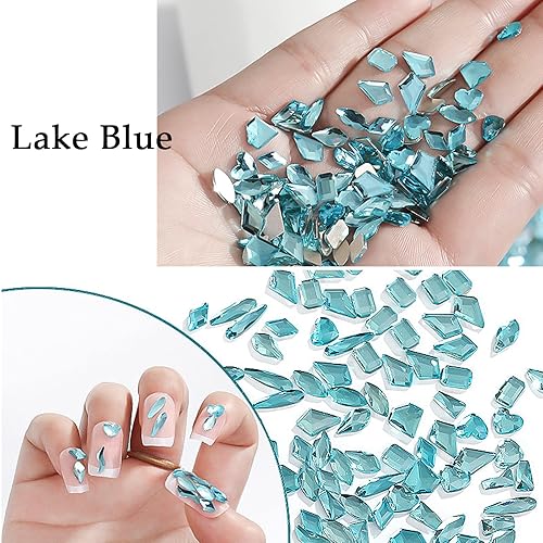 Miniatura 5 de 2120 diamantes de imitación para uñas, color azul lago, piedras preciosas de vidrio, piedras preciosas de múltiples formas, tamaños y cuentas