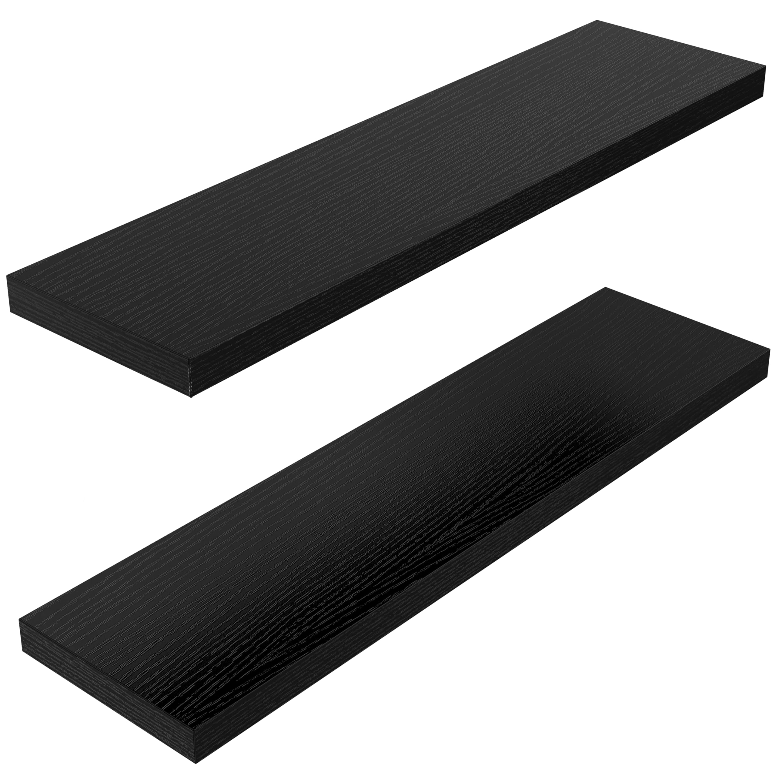 STOREMIC Wandregal 60 cm mit verdeckten Halterungen, 2er-Set, Schwarz | Regalbrett für Schlaf-, Bade-, Arbeits- und Wohnzimmer, stabile MDF-Platten, moderner schwebender Stauraum, einfache Montage