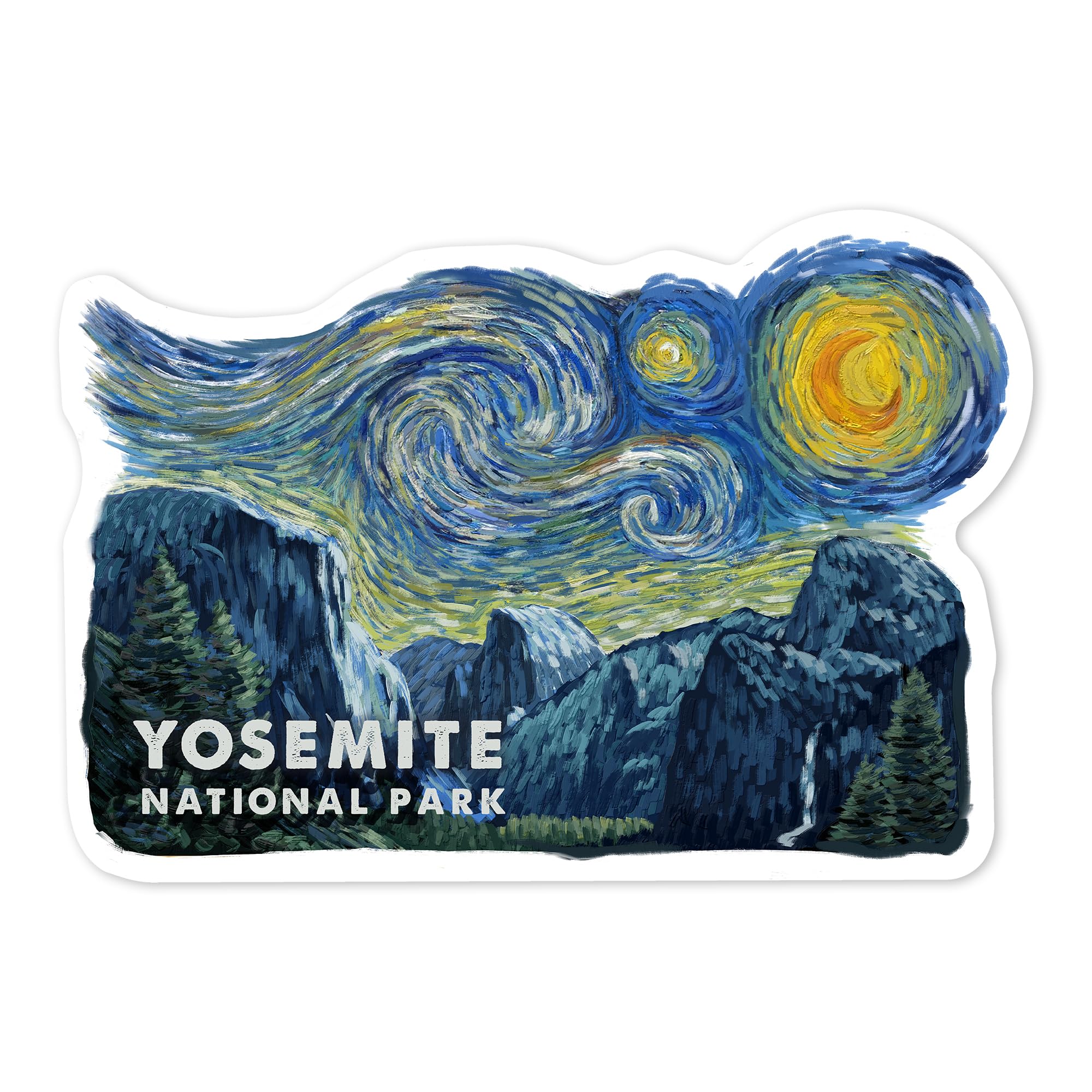 Die Cut Sticker Yosemite National Park, Starry Night, Vinyl Sticker, (Waterproof Decal for Cars, Water Bottles, Laptops, Coolers), Large