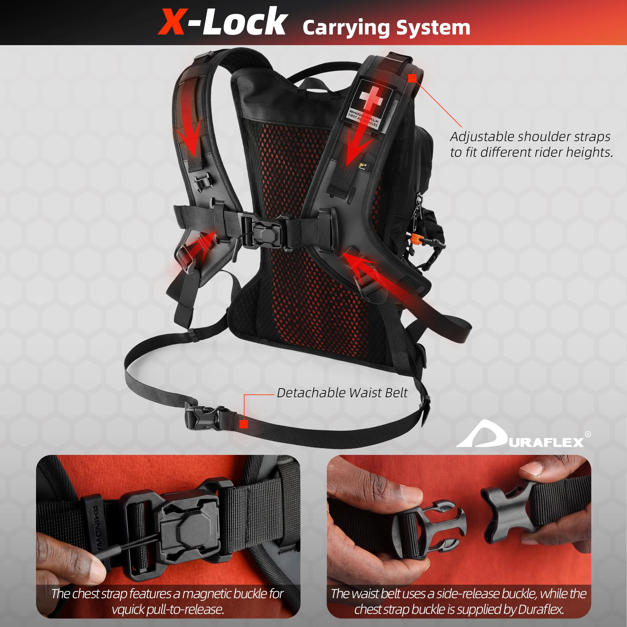 Rhinowalk Motorrad Rucksack Regenschutz Trinkblasen Loch Motorrad Fahrradrucksack Sportrucksack Laptop Backpack für Wandern Klettern, Fahrradfahren, Laufsport, Camping