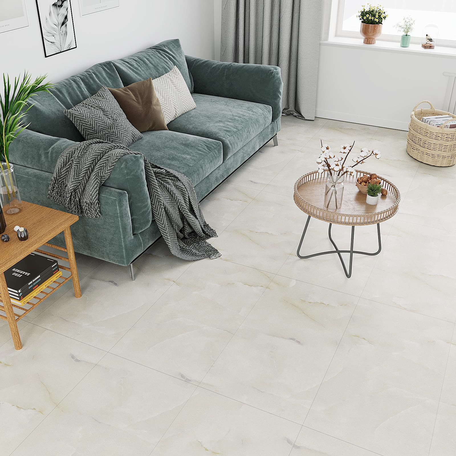 VEELIKE Suelo Vinilo Efecto Marmol Beige Vinilo Suelo Autoadhesivo Baño Impermeable Vinilos Cocina Azulejos Suelos de Vinilo Adhesivos para Suelos Comedor Vinilo Suelo Dormitorio 60cmx30cm 24 Piezas