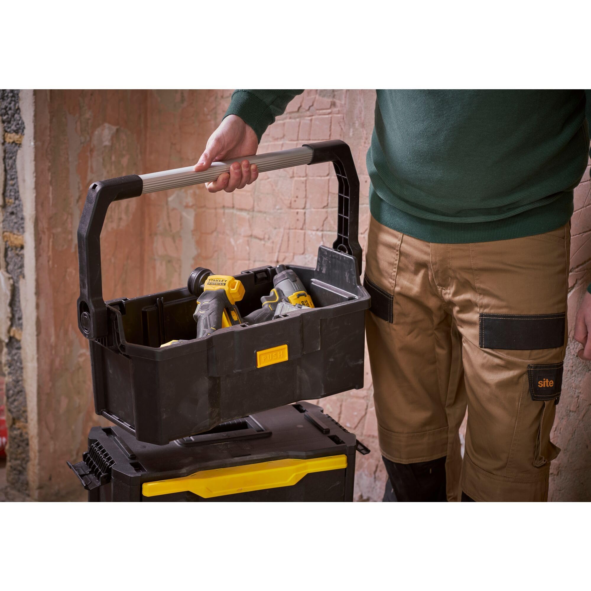 Stanley STST1-79231 - Taller Móvil para Herramientas 2 en 1, 56 x 38.2 x 76.4 cm, Negro/ Amarillo