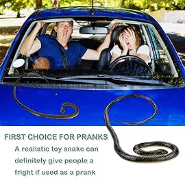 NAKIMO 3 Pieces Realistic Rubber Snake 50 & 31.5 Fake Snake Toy for Garden Props and Practical Joke