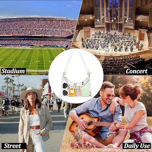 Miniatura 6 de Juego de 3 bolsas cruzadas transparentes, bolsa de gelatina transparente para mujer con correa plana, bolsa de hombro transparente para conciertos