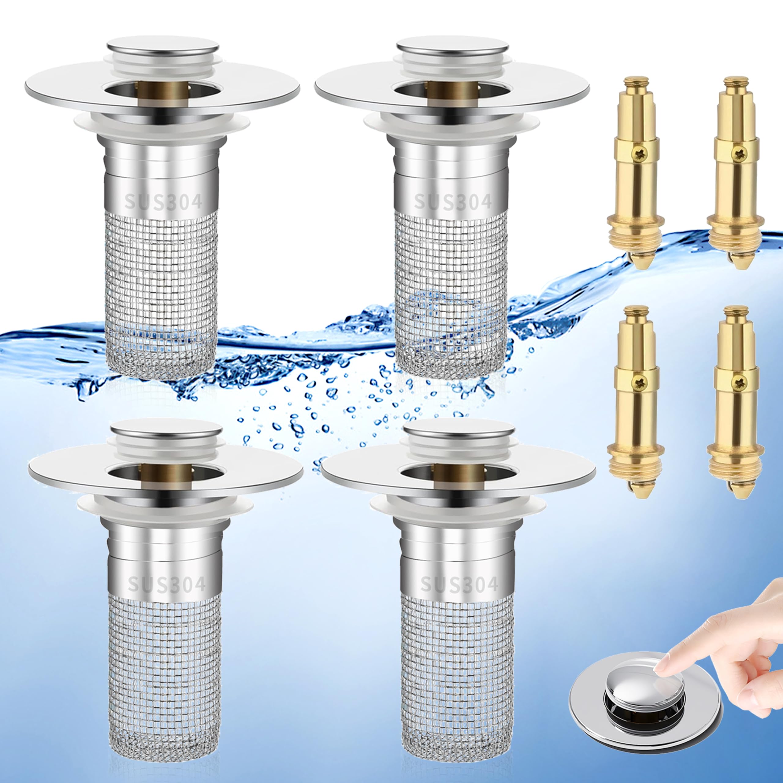 Bathroom Sink Drain Strainer, Pop-Up Bathroom Sink Stopper with ...