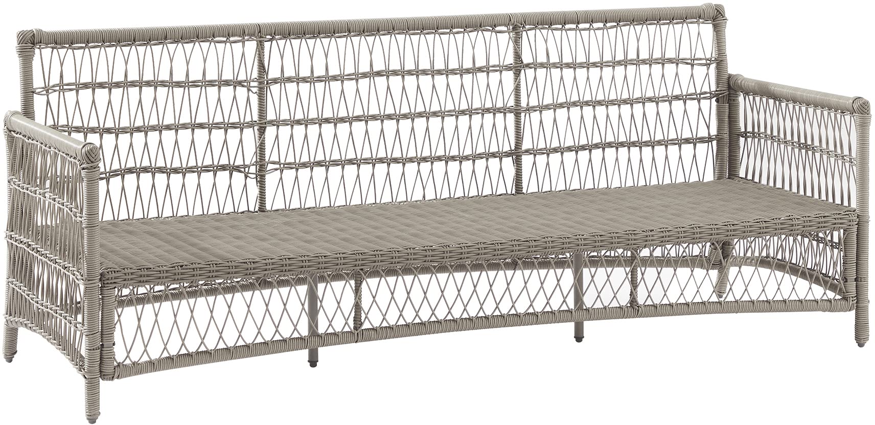 Thatcher - Sofá de mimbre para exteriores, sofá de patio para 3 personas para porche, terraza, patio trasero, madera flotante con cojines color crema 8