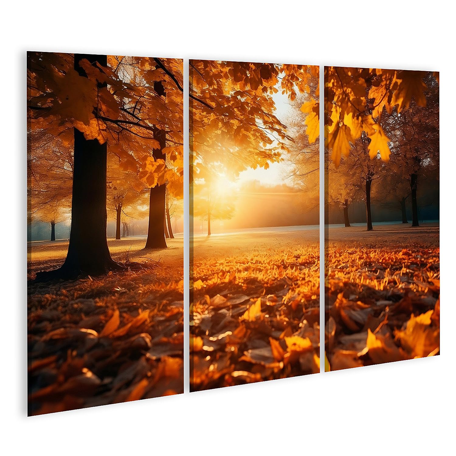 islandburner Tableau sur Toile Paysage d'automne doré avec des Feuilles d'été Indiennes Cadre Affiche Poster Murale Tableaux