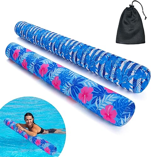 Fideos inflables para piscina, paquete de 2 unidades de tela suave de secado rápido, flotadores grandes para piscina, flotabilidad premium con bolsa
