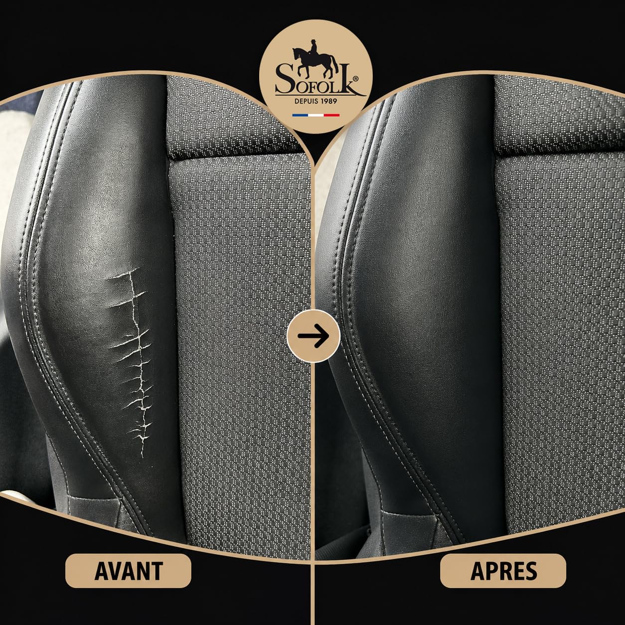 SOFOLK Kit de renovación de Cuero y Polipiel: reparación + Pintura + Barniz - Volante, Asiento de Coche, sillón, Zapatos (2-Graphite)