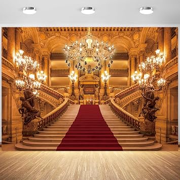 6x4ft Red Carpet Palace Backdrop Golden Palace Night Light VIP Event Photography Background Birthday Wedding Party Video Banner Decorations Supplies Photo Booth Props