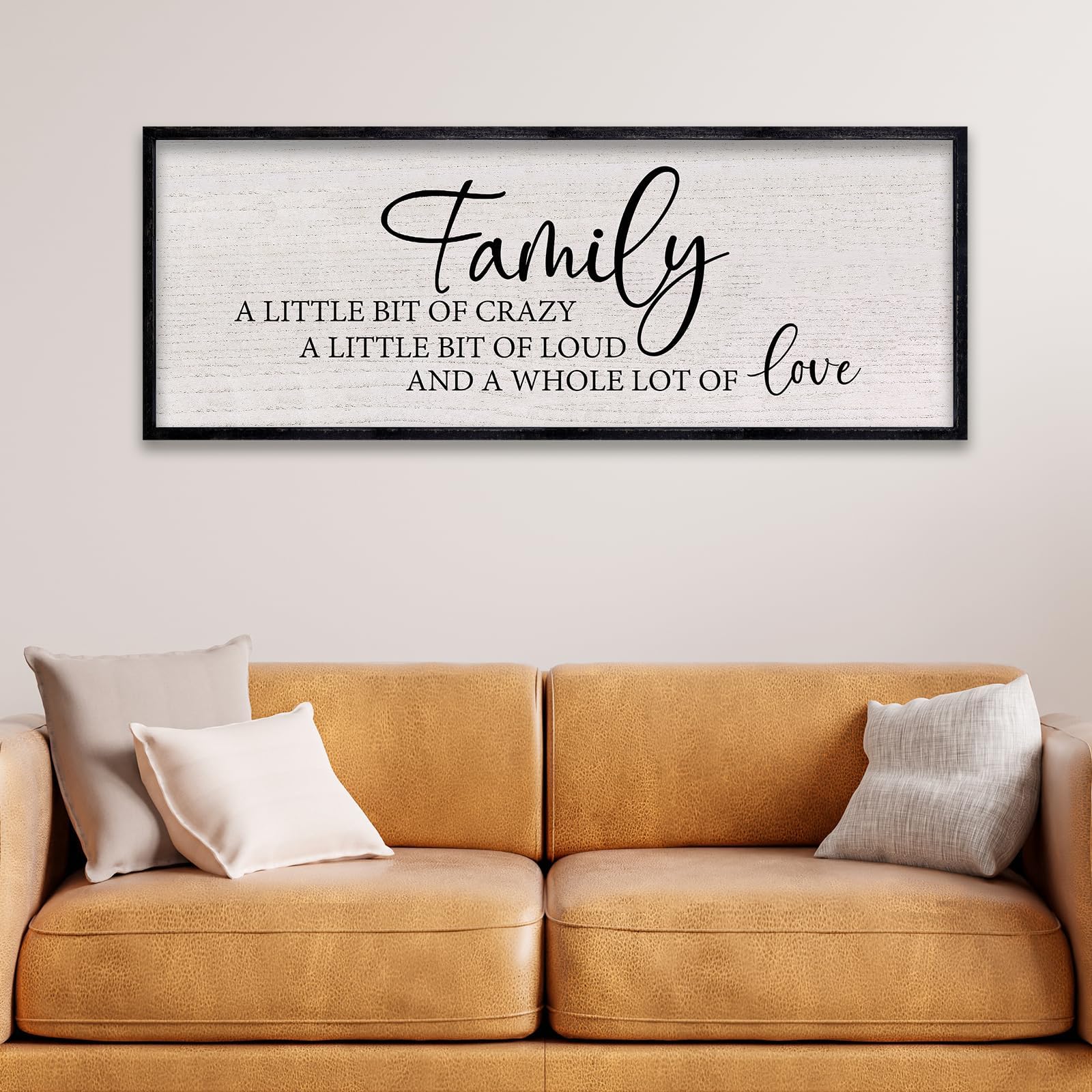 LuZhiQiang Family A Little Bit of Crazy Sign Wall Decor 40"x15" Large Family Signs Wood Framed Hanging Wall Art (Black)