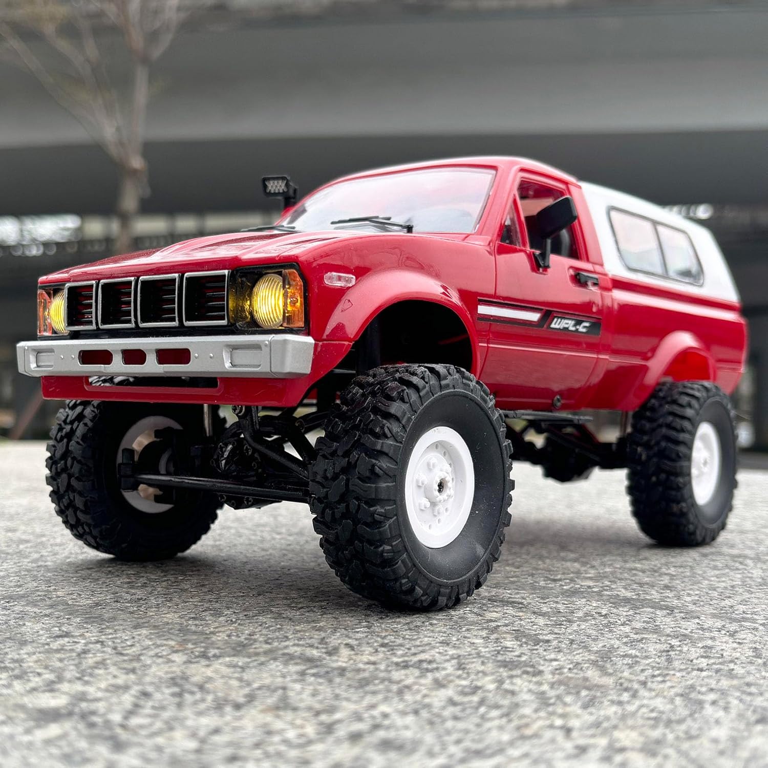 HLSFWDRIVE RC Rock Crawler 4x4 WPL C24 RC Truck Off Road RTR 1/16 Scale Remote Control Crawler All Terrain with Proportional Throttle Steering 2.4 GHz Led Light Hobby Toy Adult