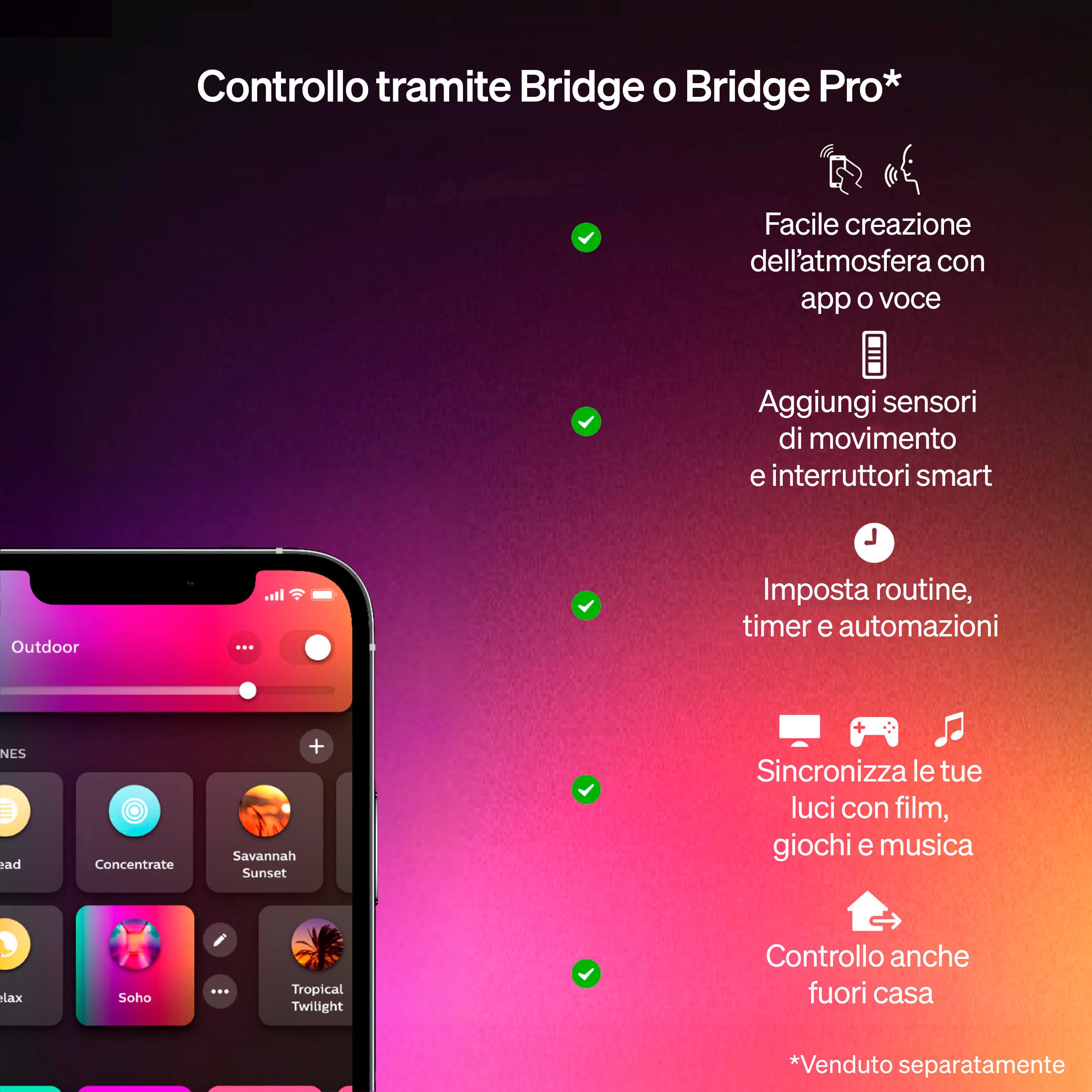 Philips Hue Lucca Applique per Esterni, Luce Smart Tunabel Bianca e a Colori, Luminosità 1.100 lm, Lampadina A60 Inclusa, Regolabile, Resistente a Intemperie IP44, Compatibile con Matter, Zigbee