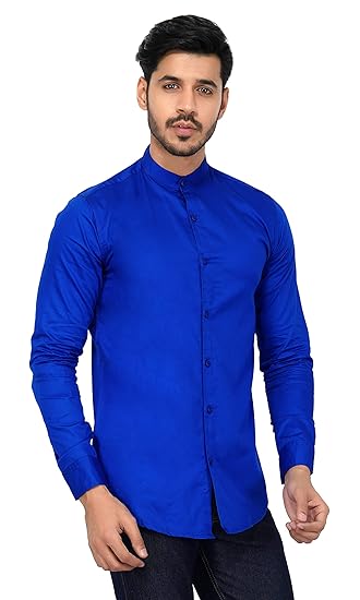 Royal blue chinese collar shirt Clearance