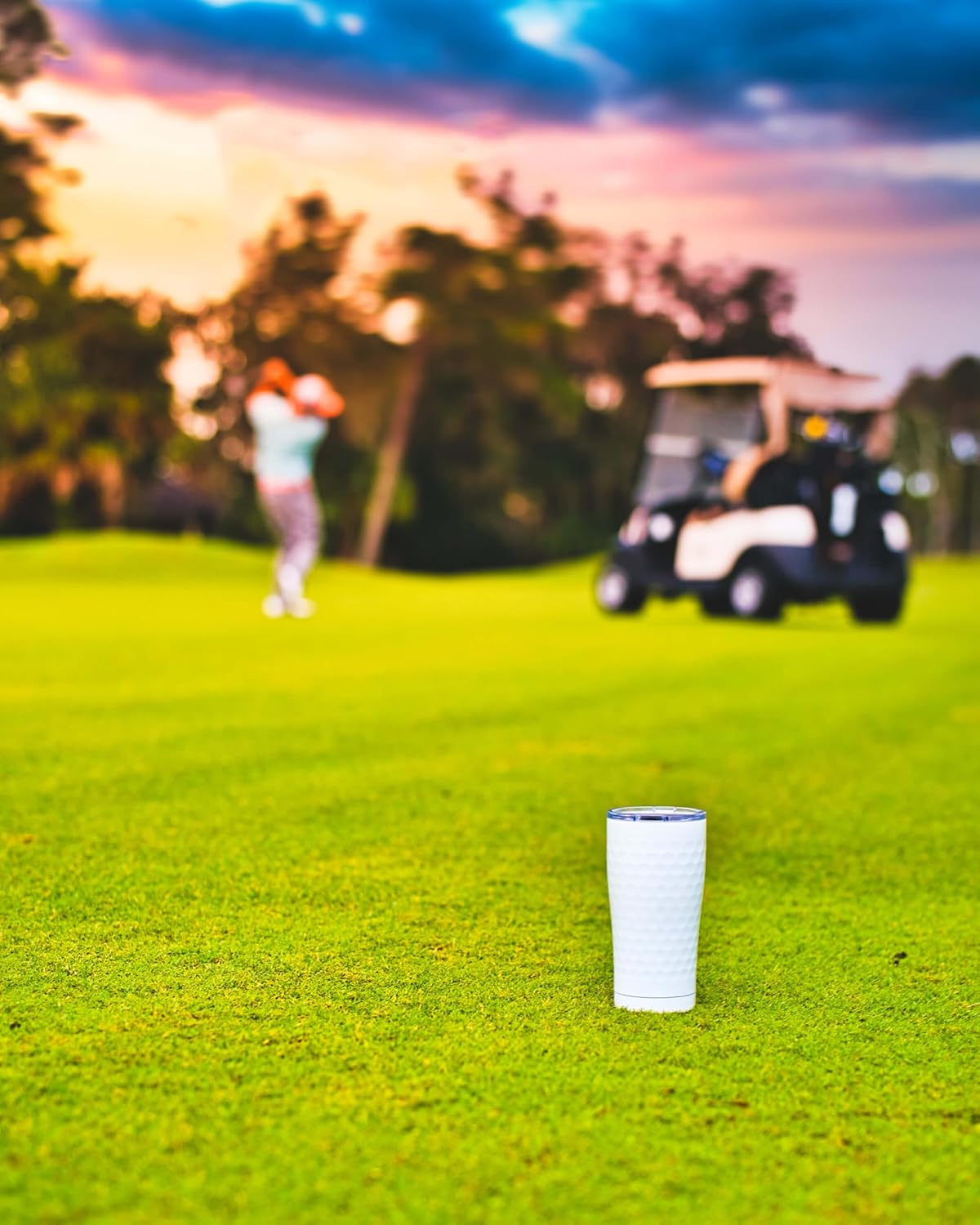 Seriously Ice Cold SIC 20 Oz. Double Wall Vacuum Insulated 18/8 Stainless Steel Travel Tumbler Mug | Powder Coated with Splash Proof BPA Free Lid | Coffee, Tea, Wine, and Cocktails (Dimpled Golf) - Image 4