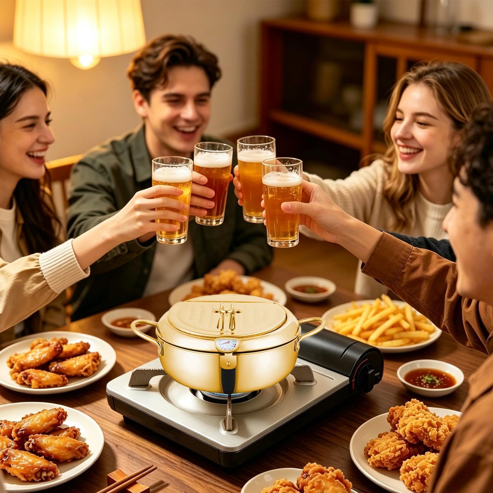 Frittiertopf mit Lebensmittelzange