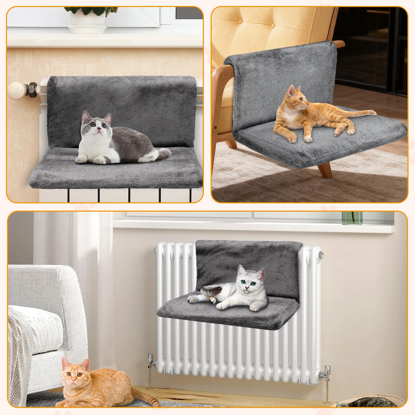Mineup Katzenbett Für Heizungen, Katzenhängematte Für Heizungen, Heizkörperliege Für Katze Und Kleine Haustiere, Katzenbett Heizung, Katzen Hängematte Für Alle Gängigen Heizkörper Haustier