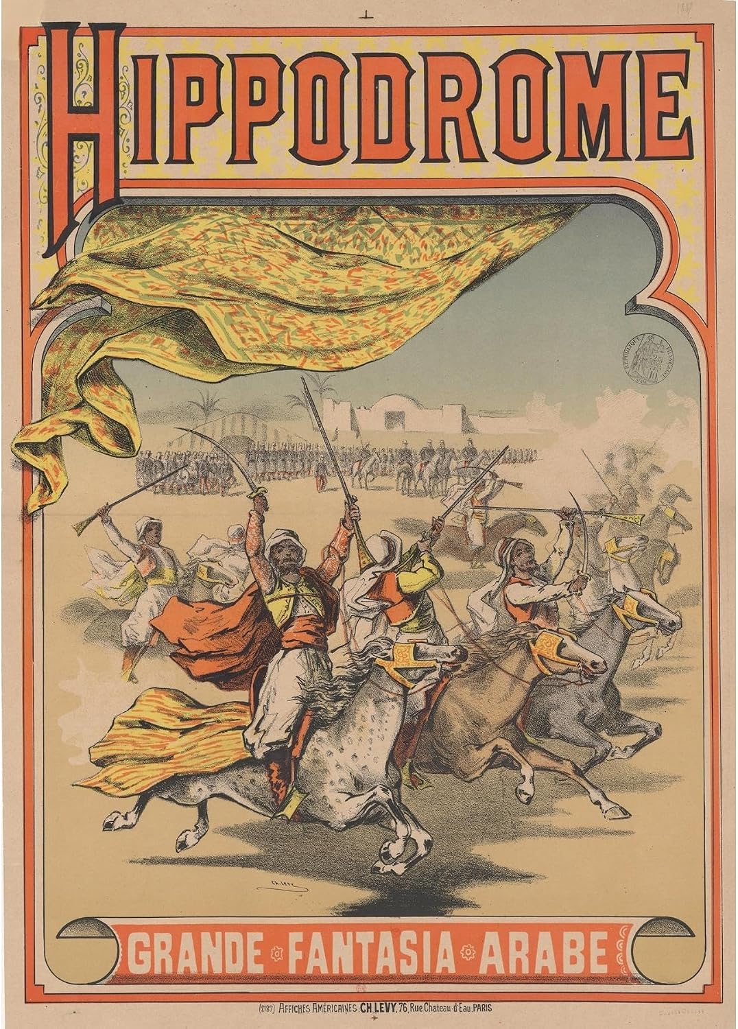 ArtDirect Hippodrome. Great Arabian Fantasies (1882-1888) Unframed Art Print Giclee Poster by Imp. Charles Lévy - Ready for Framing with Customization Sizes 7x10, 10x14, 14x20, 24x34, 34x48 and 43x60 inches