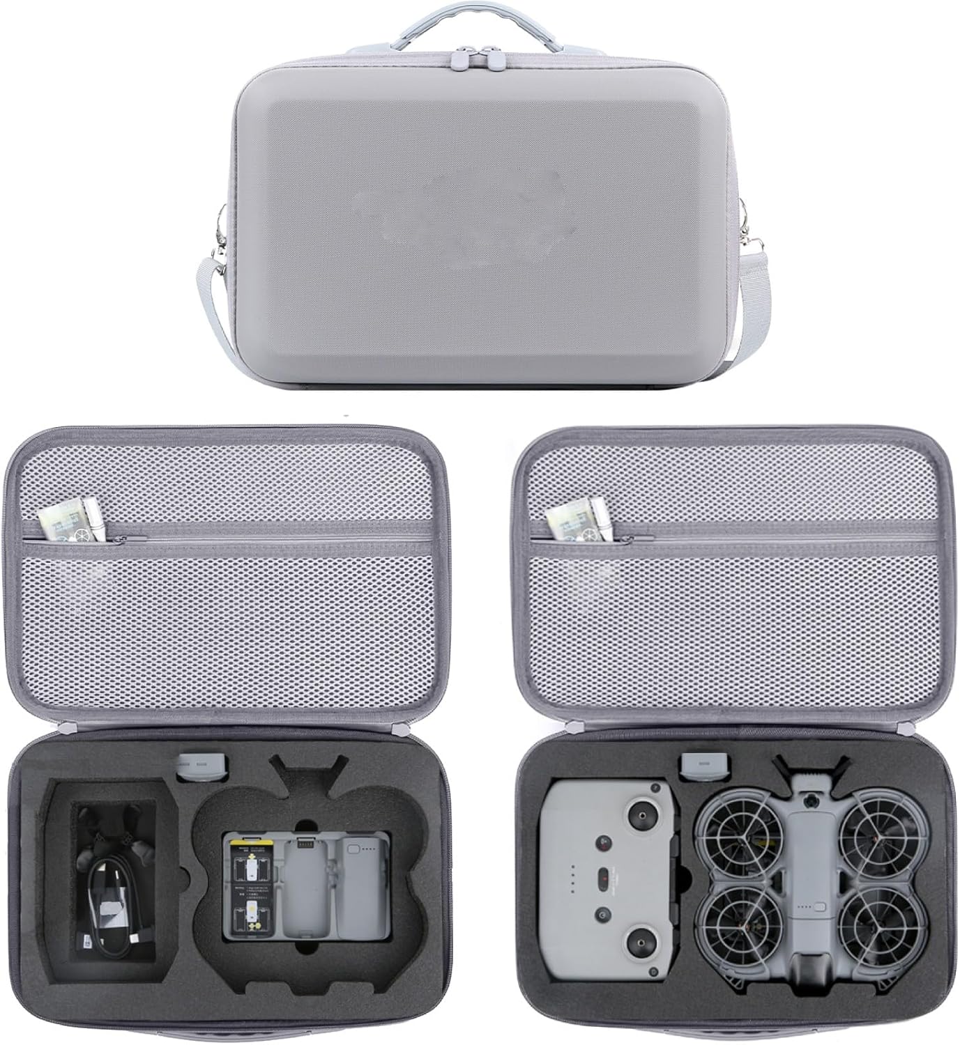 Carrying Case for DJI Neo 2, Portable PU Protective Storage Bag with Shoulder Strap for DJI Neo 2 Fly More Combo, RC-N3 Remote Controller, Battery Charger Hub and Accessories