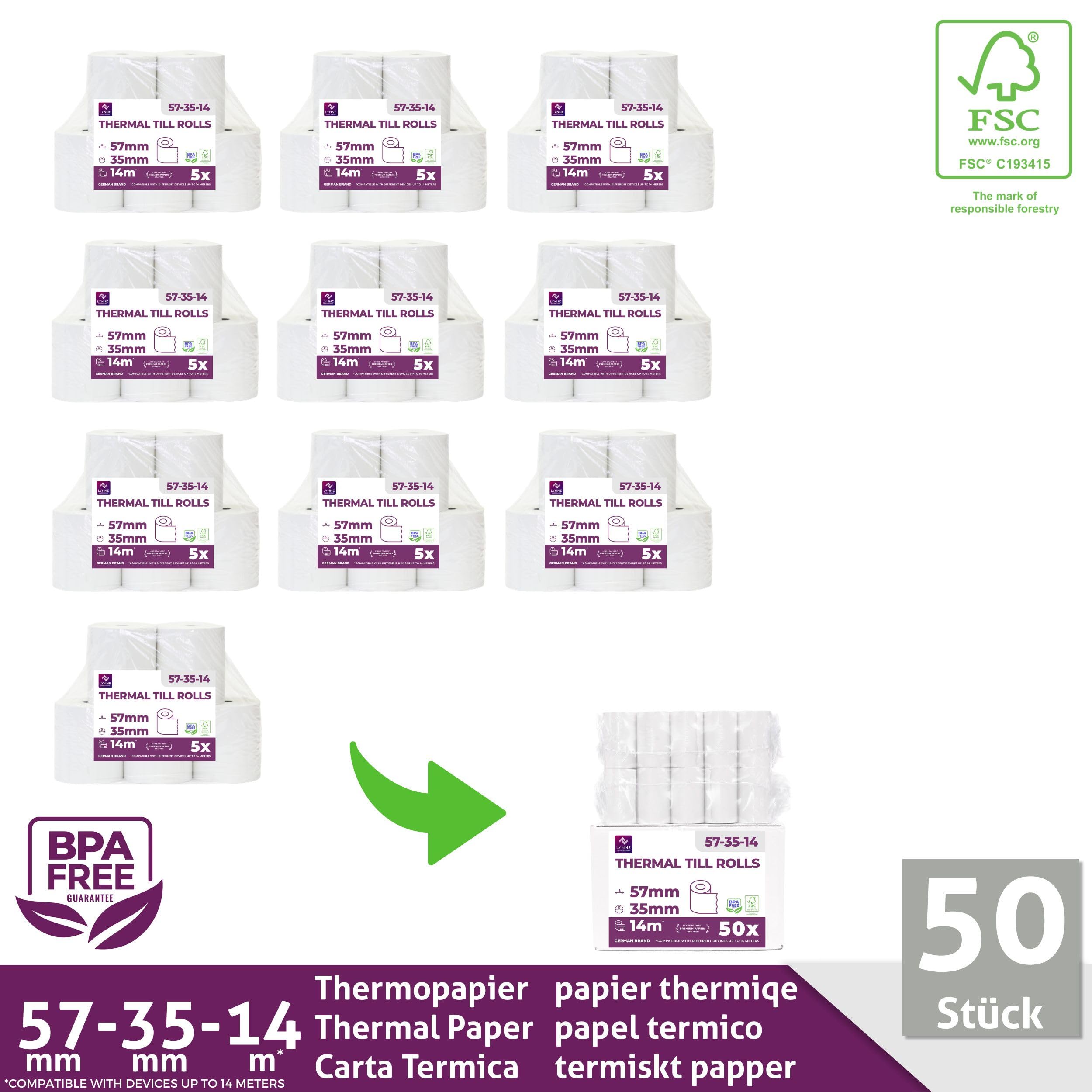 Ec-Cash Thermorollen 57mm X 18m X 12mm - Kassenrollen - Thermopapier