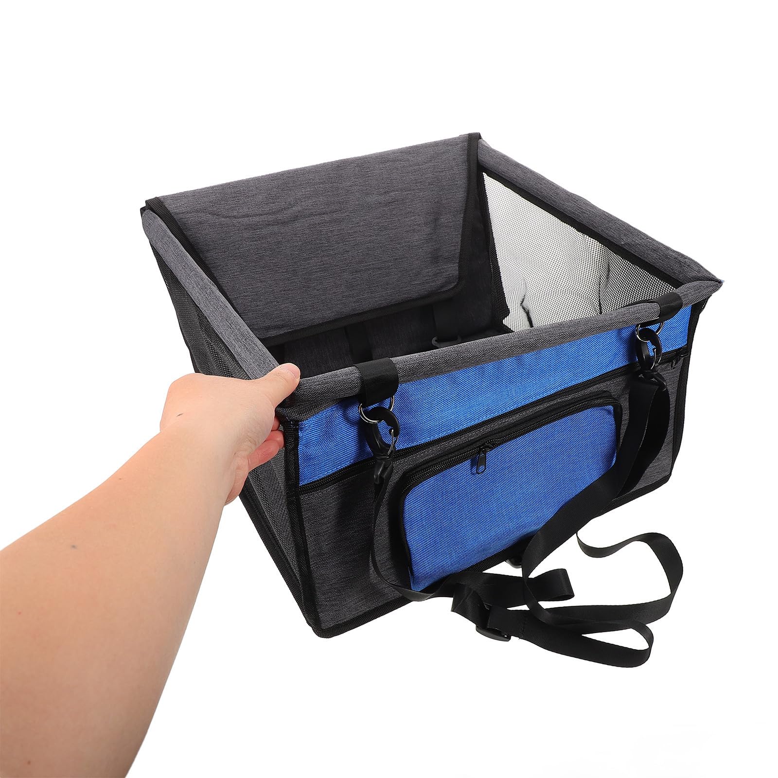 Seggio Auto per Cani Portatile con Tasca Anteriore in Oxford Blu