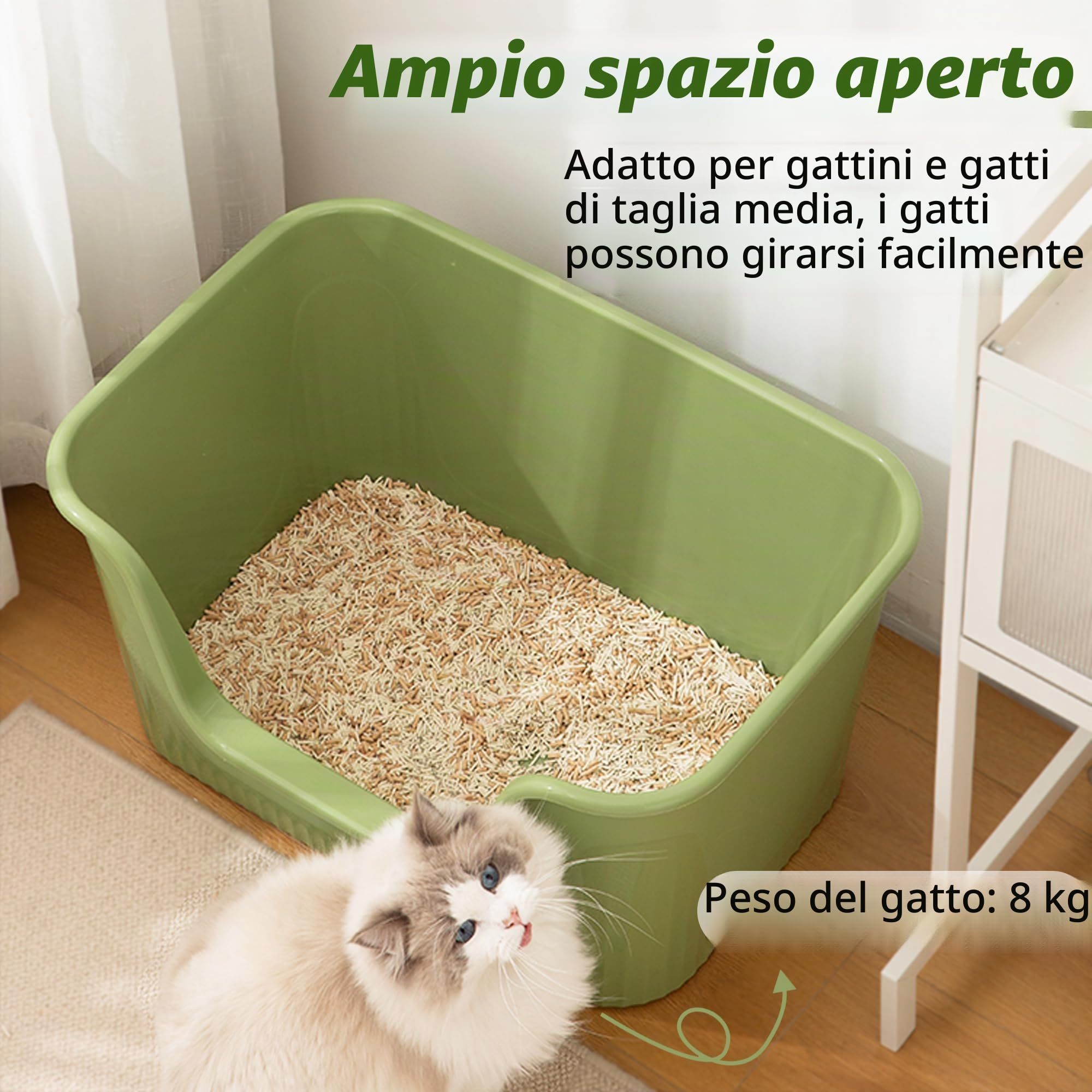 Vealind Grande Top Open Cat Litter Box con High Side Deep XL Lettiera Vassoio Soglia Bassa Pet Anti-Spillage con No Mess Litter Pan