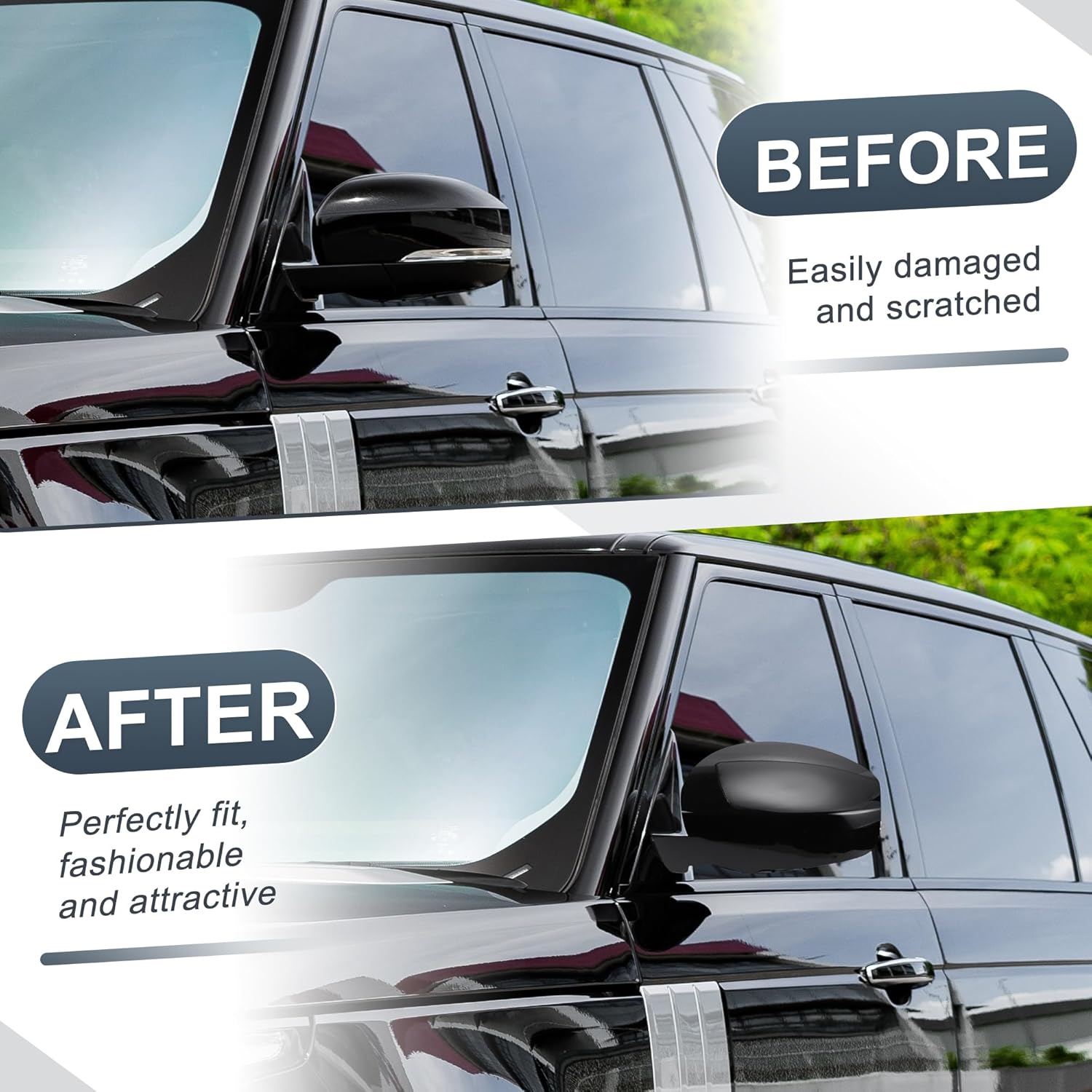 X AUTOHAUX Car Rear View Left Driver Side Mirror Cover Cap Replacement Gloss Black for Range Rover 2013-2019, for Range Rover Sport 2014-2019, for Land Rover LR4 2014-2016