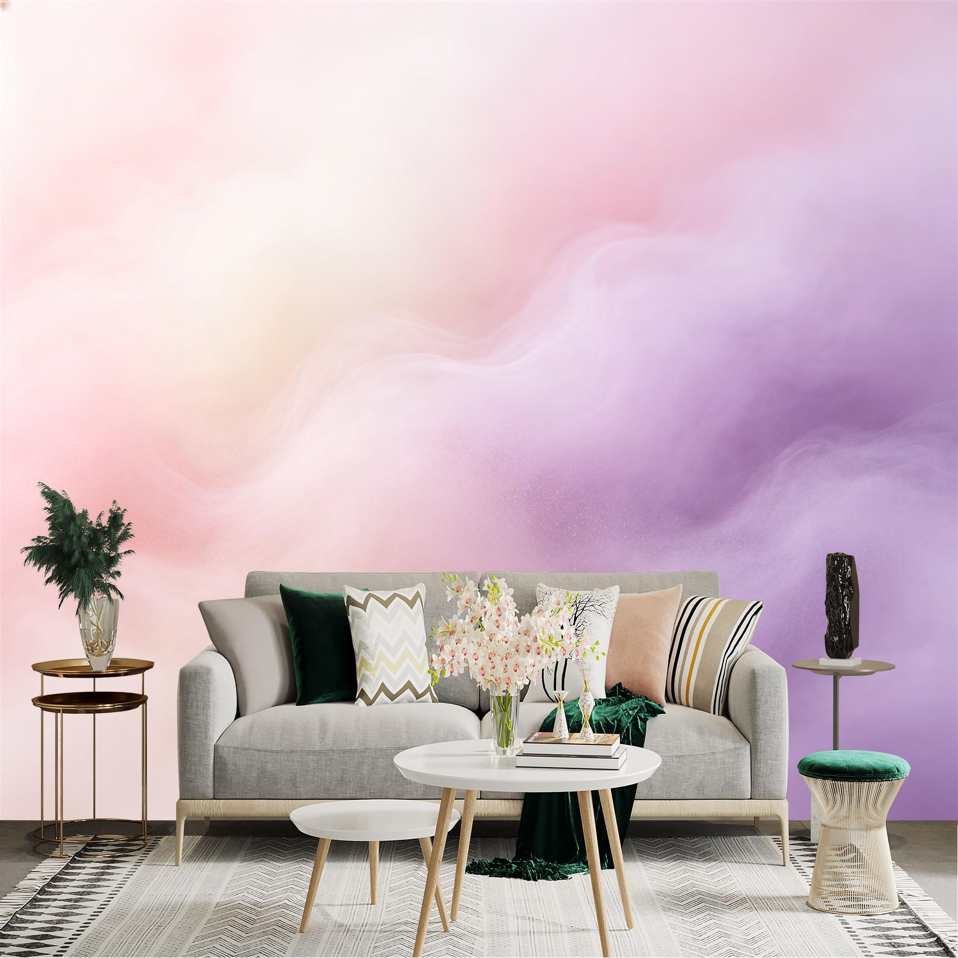 Lnzczhyre Dbh260521519 Custom Size Wall Sticker Mural， Soft Pastel Fog， Dreamy Gradient Clouds， Abstract Atmospheric Mist， For Wall Decoration， Peelandstick Wall Decals.