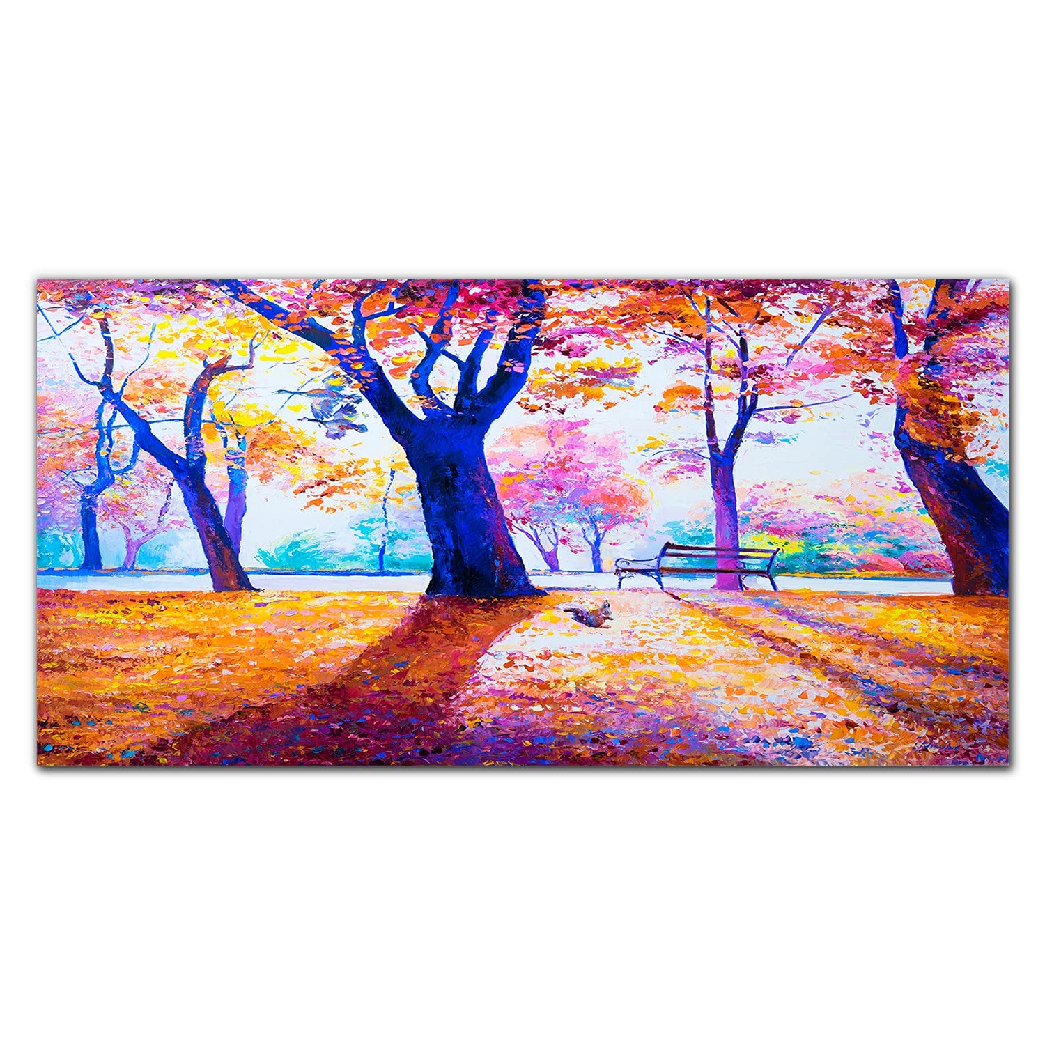 Crédence de cuisine Coloray 100x50cm en verre trempé avec décor arbre de parc en automne