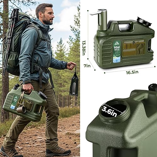 Miniatura 2 de Botella de agua de 5 galones, contenedor de agua para acampar con bomba, dispensador de agua portátil sin BPA con espiga, jarra de agua grande a