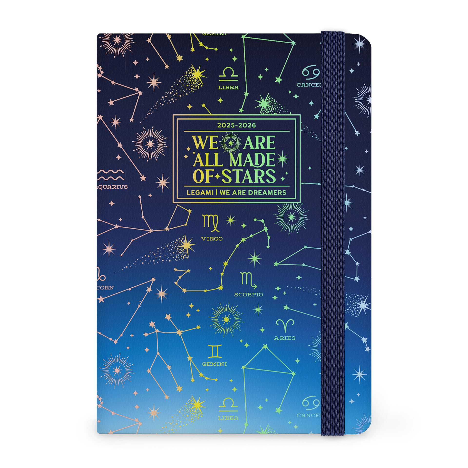 Legami - Weekly Photographic Diary with Notebook 2025-2026, Stars, 16 Months Small, Diary from September 2025 to December 2026, Elastic Closure, FSC Certified Paper, 9.5 x 13.5 cm
