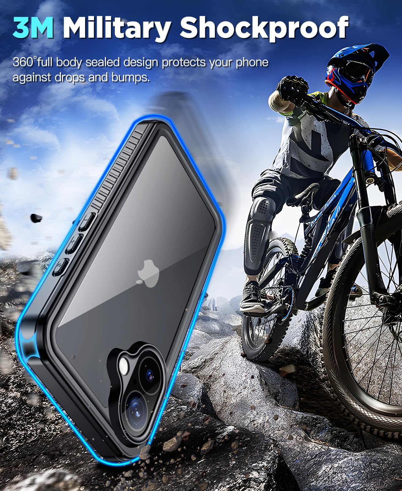 Beeasy for iPhone 16 Case Waterproof, Shockproof, Dustproof, Built-in Screen Protector, 360 Degree Full Body Protection - Image 4
