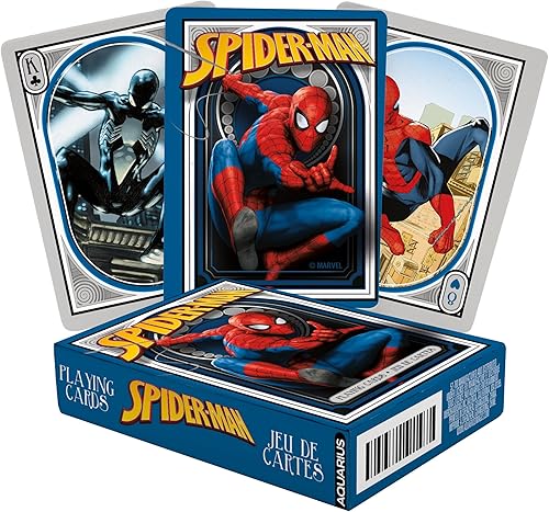 AQUARIUS Marvel Spider-Man - Baraja de cartas con temática de Spiderman para tus juegos de cartas favoritos, mercancía y coleccionables con licencia