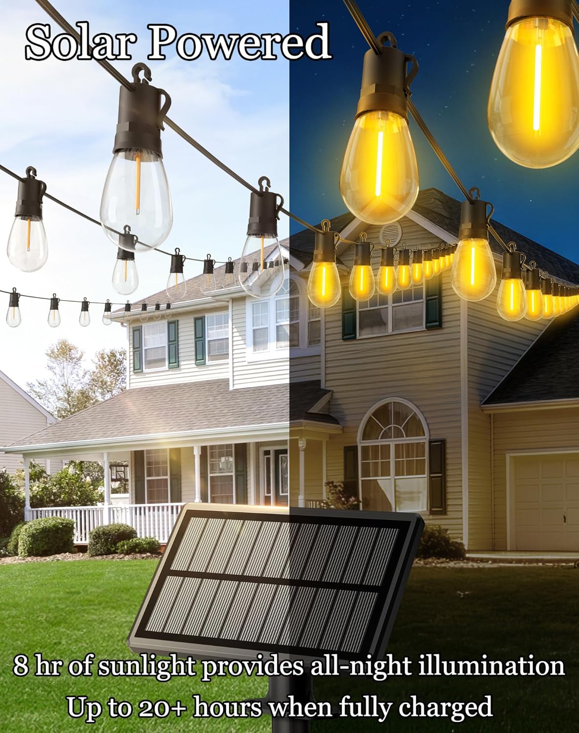 50ft-Solar-Powered-Lights-Outdoor-Waterproof-String Lights-Outside-Patio-Yard-Garden-Fence-Backyard-Deck-Porch-Balcony-Patios-Camping-Battery-Operated-LED-Fairy-Strip-Lighting-Hanging-Edison-Bulbs-S14 thumbnail