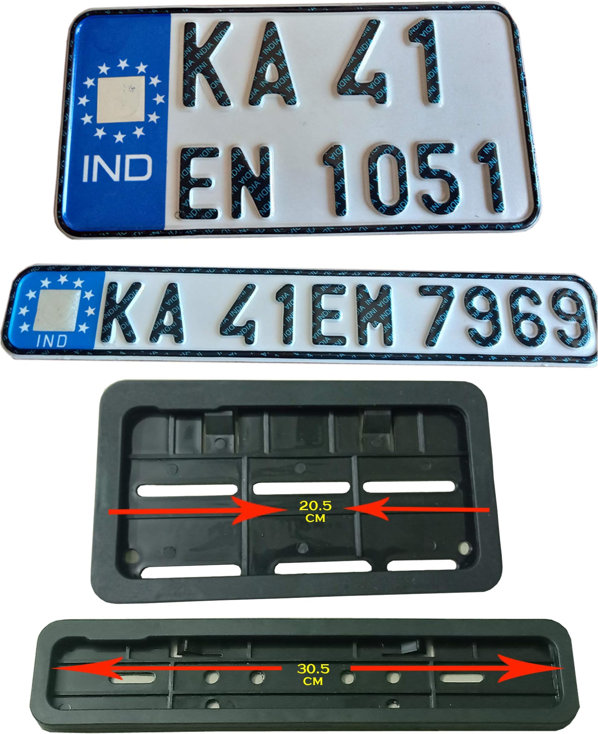INNOVQARAJ Bike Ind Number Plate with Standard Size Frame | Front and Back Number Plate and Plate Cover in Parcel | No Serial Number on The Plate | Non Hsrp Plate