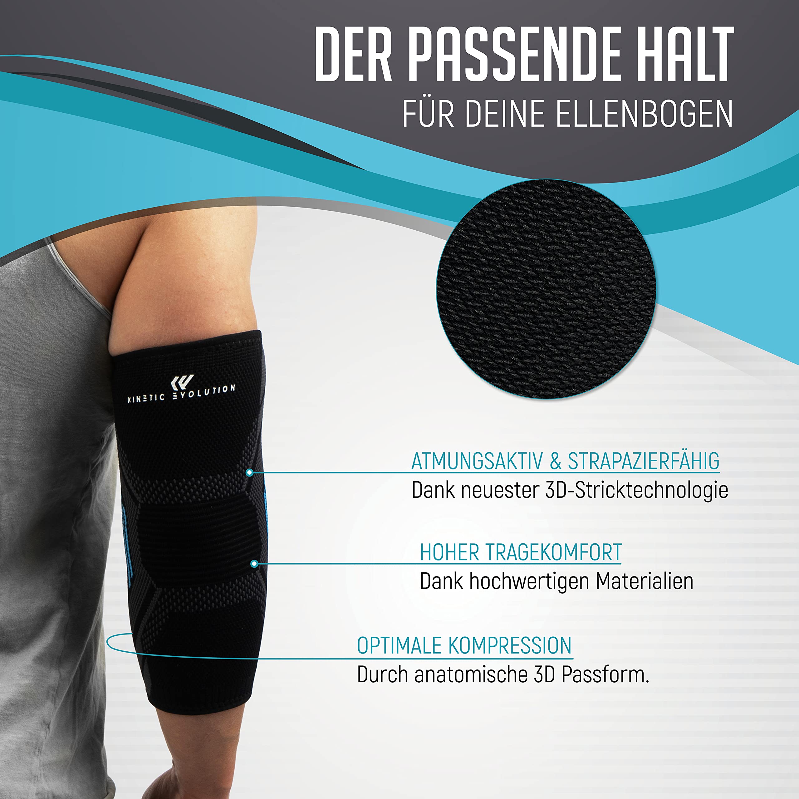 Ellenbogenbandage für Damen und Herren – Elastische Kompressionsbandage, rutschfester Halt, atmungsaktiv, ideal für Sport, Fitness, Tennis, Golf, Alltag