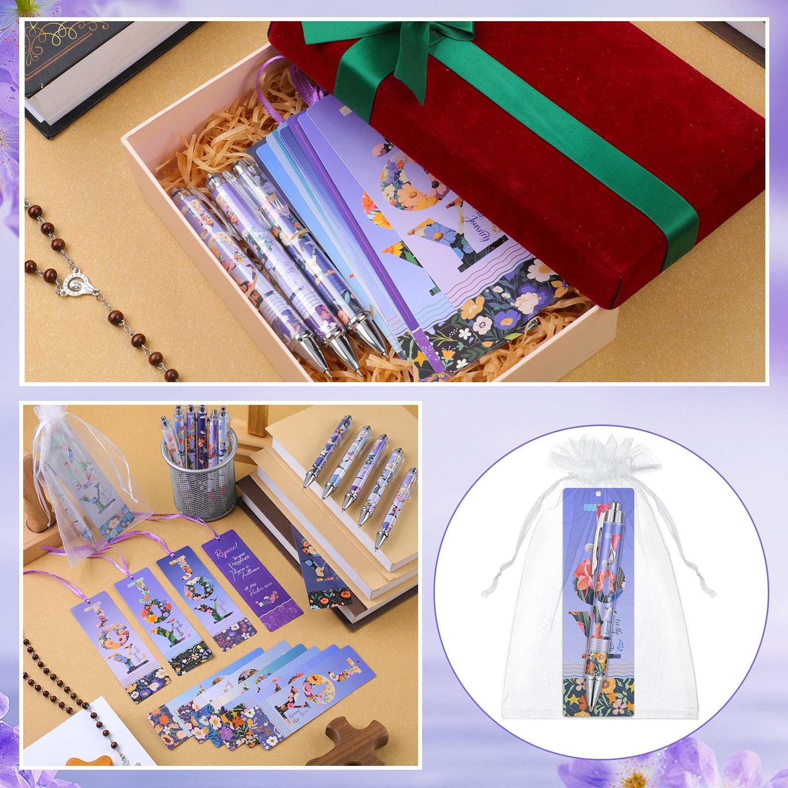 Gersoniel 36pcs/12sets Christian Mothers Day Gifts Bulk for Church Happy Mother's Day Bible Verse Bookmark Ballpoint Joy in The Journey Religious Christian Gifts for Women for Mom Gift Prayer Supplies