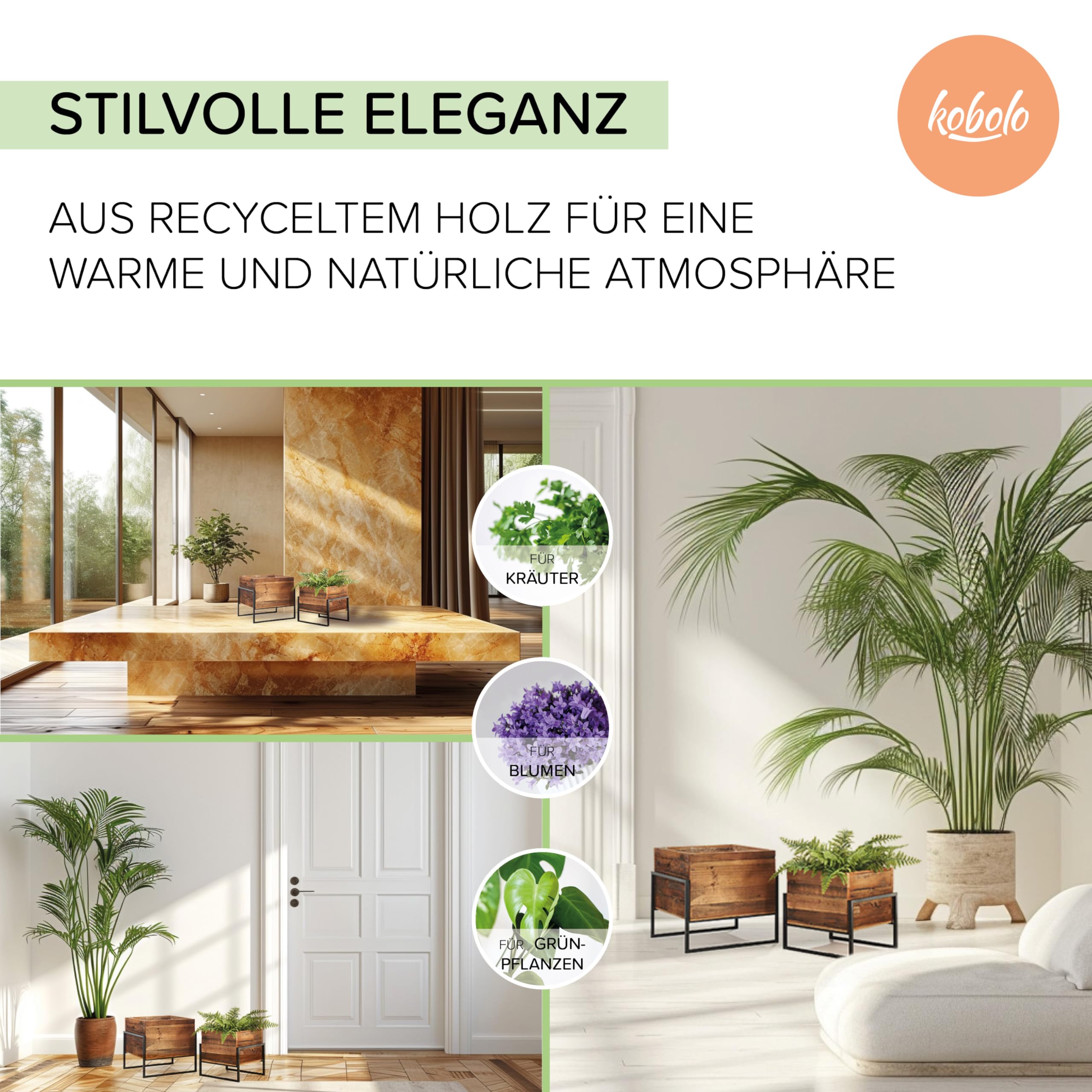 Kobolo Übertöpfe Übertopf Pflanzkübel Blumentopf Blumenkübel im Schwarz
