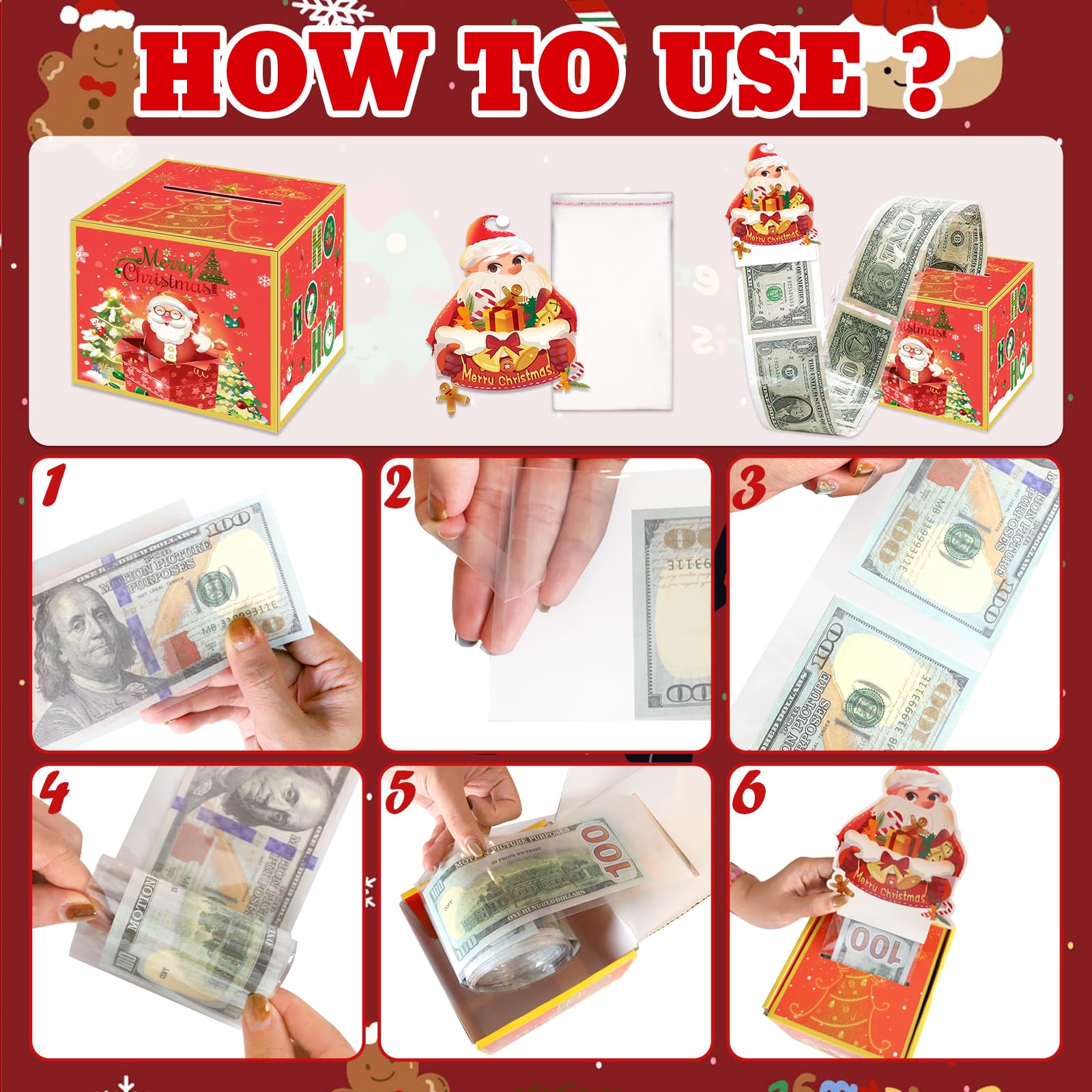 EZGHAR Caja De Regalo Sorpresa Navidad- Cajas De Regalo Sorpresa De Feliz Navidad 2024 Caja De Regalo Explosion Para Dinero Y Cumpleanos Caja De