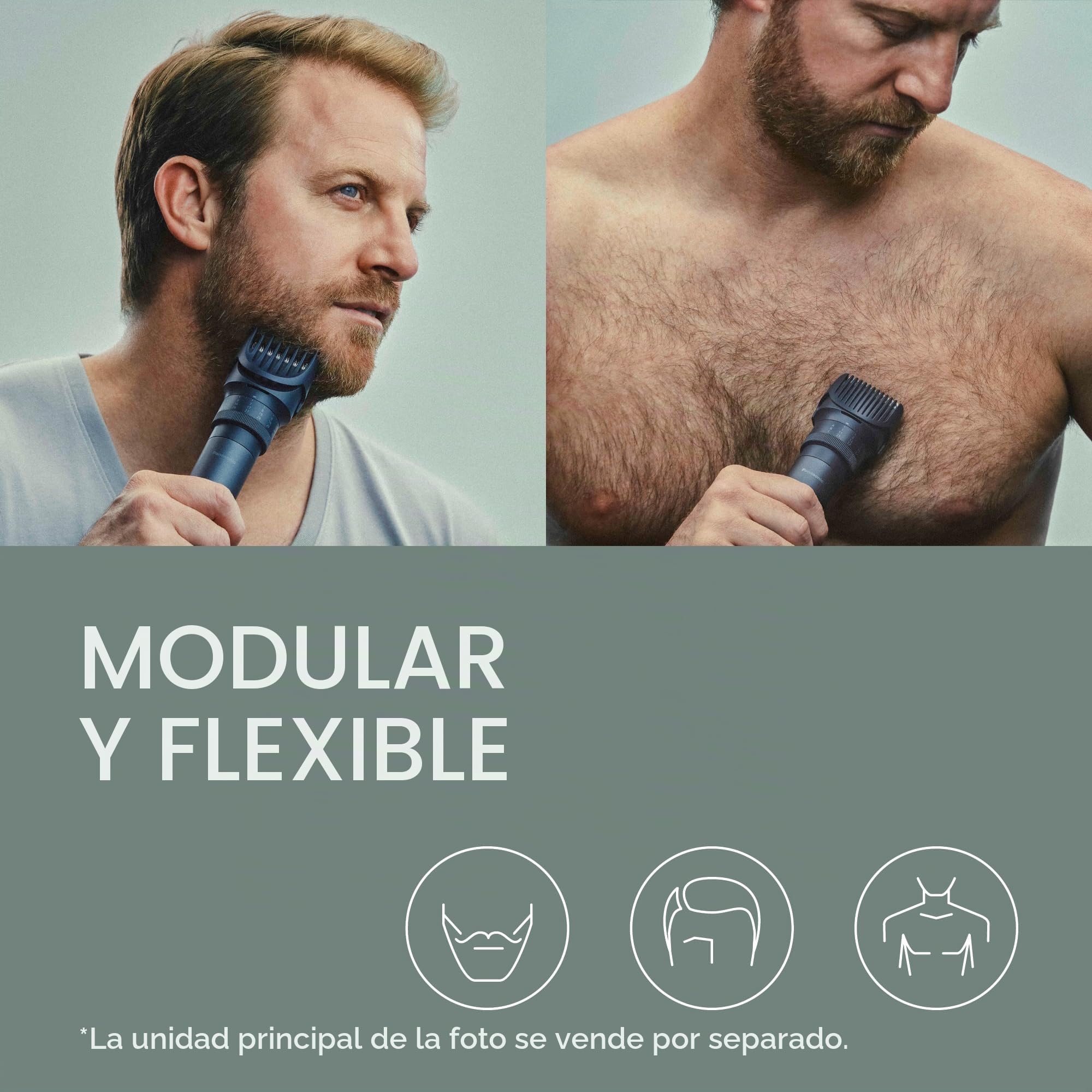 Panasonic MULTISHAPE Sistema modular de cuidado personal ER-CTW1, cortabarbas y cortapelos para hombres con batería recargable iones litio
