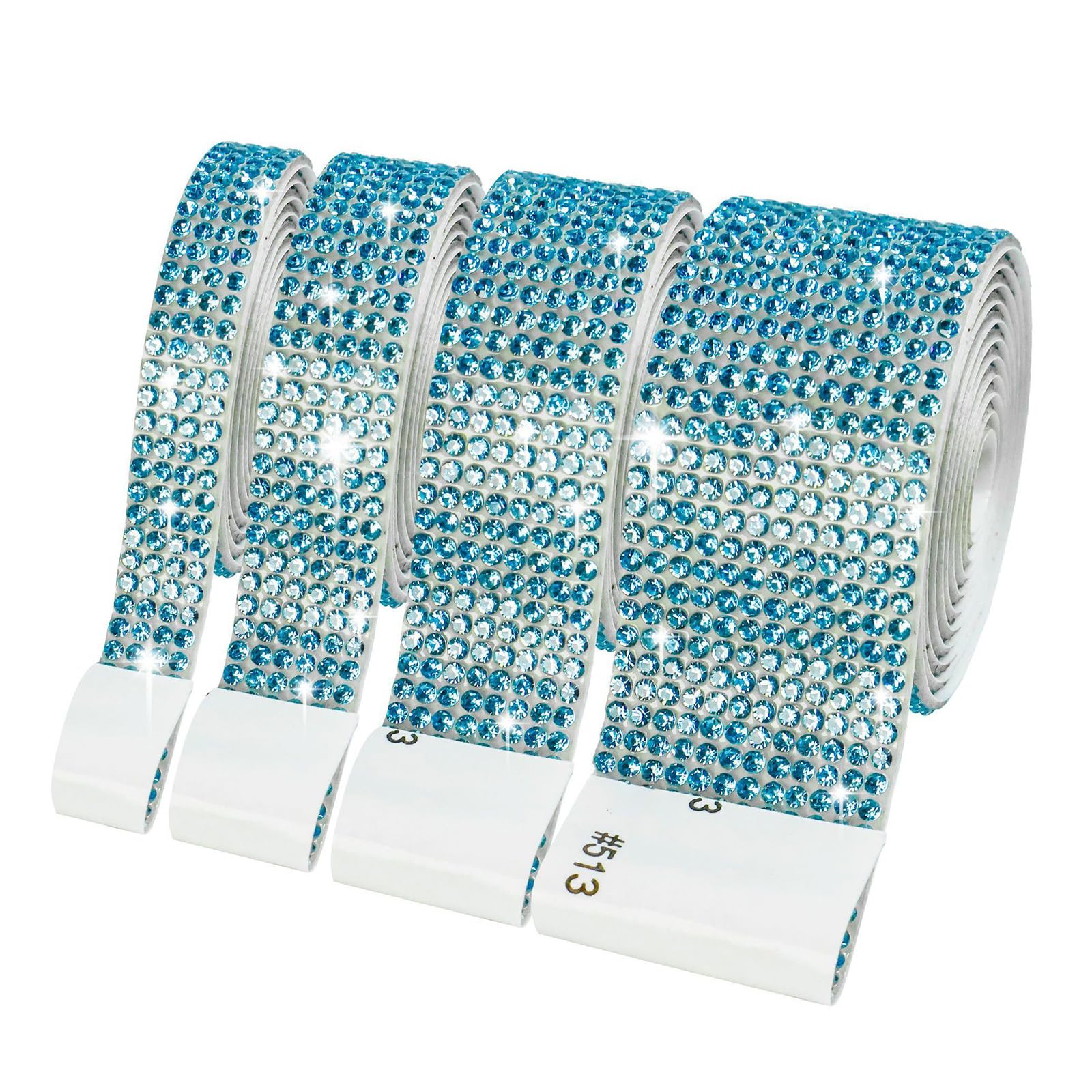 ZEPFJHE 4 Rolls Sparkling Rhinestones Ribbons Adhesive Rhinestones Tapes for Art Craft Cake Decoration Garment Making Costume Decorations