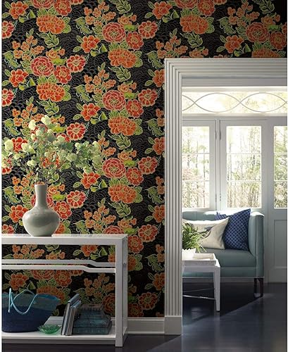 Miniatura 10 de RoomMates Waverly RMK11854RL Zen Garden - Papel tapiz autoadhesivo (18 pulgadas x 18.86 pies), fácil aplicación, sin residuos pegajosos, azul y rosa