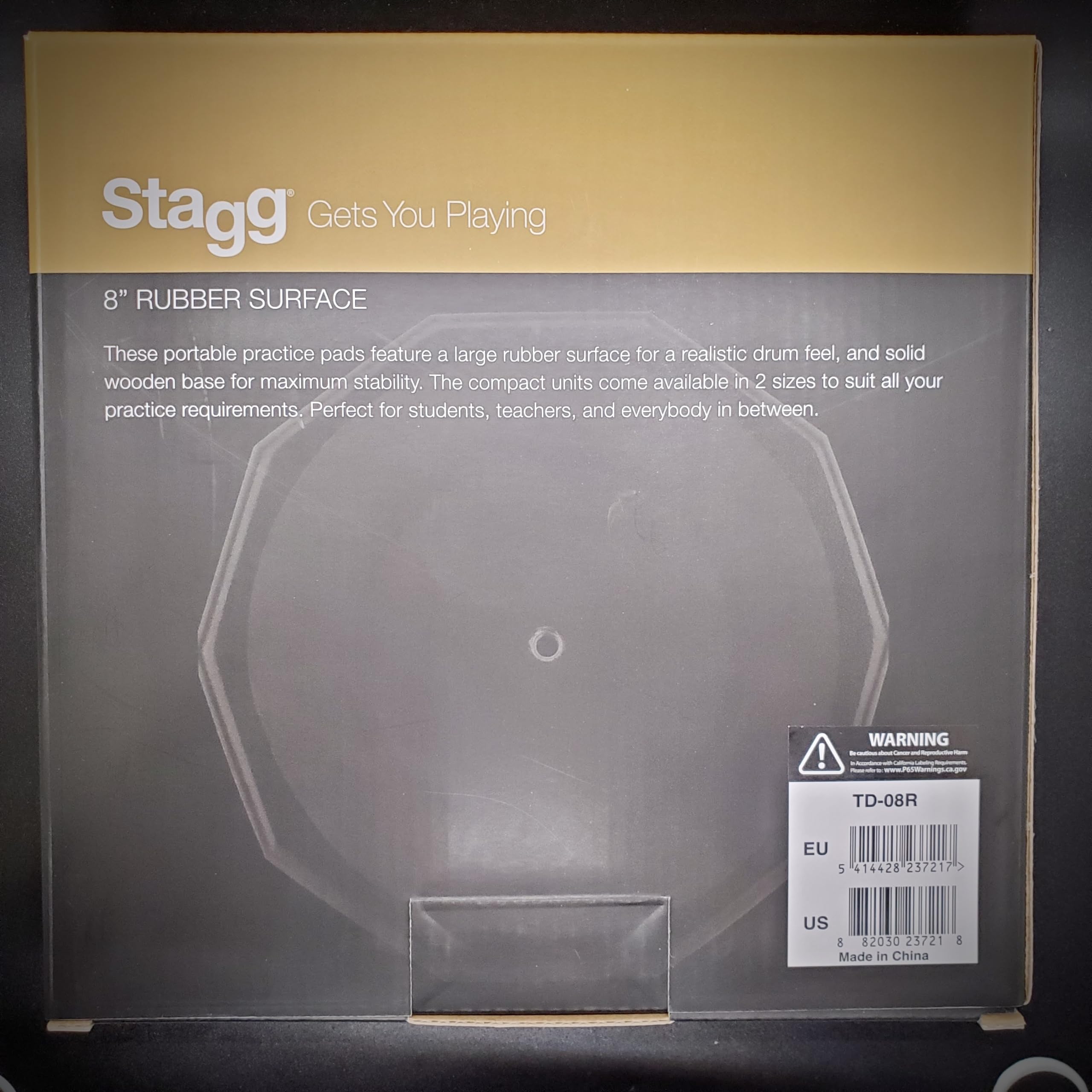 Stagg TD-08R 8 Inch Desktop Practice Pad, Black - Image 4