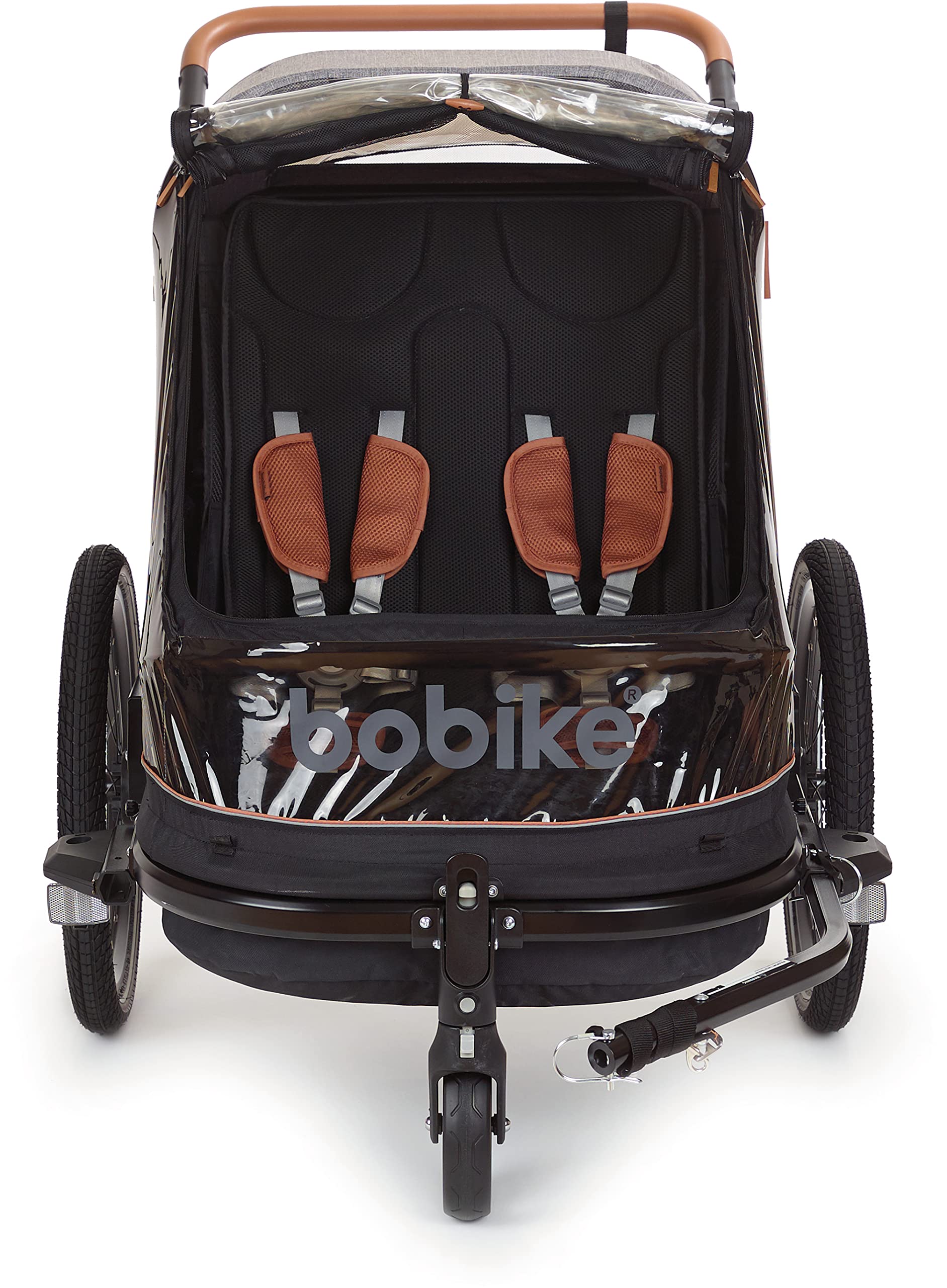 BOBIKE 8616000001 - Rimorchio e passeggino per bicicletta multifunzionale facilmente ripiegabile per 1 o 2 bambini in a colori Grigio
