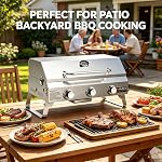 ONLYFIRE GRILLS Table BBQ Grill à gaz 3 Brûleurs, 24" Grille de propane portable en acier inoxydable avec jambes pliables pour le camping Barbecue extérieur, RV Voyage, 24000BTU, #GS307