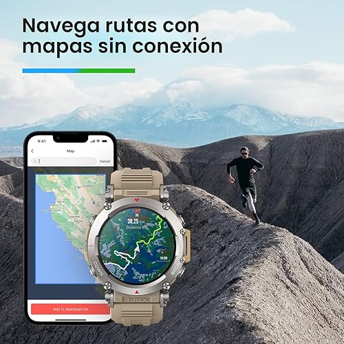 Miniatura 7 de Amazfit T-Rex - Reloj inteligente ultra táctico para hombre de 1.850 in, reloj deportivo de grado militar, GPS de doble banda, batería de 20 días,