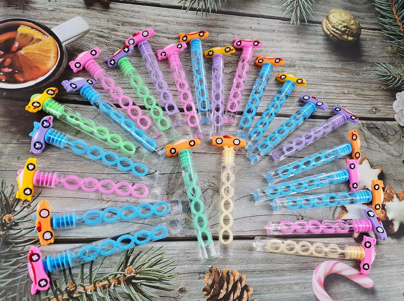 24 Pcs Mini Bubble Race car Wands Birthday Party Supply Favors, Summer School Classroom Students Carnival Prizes